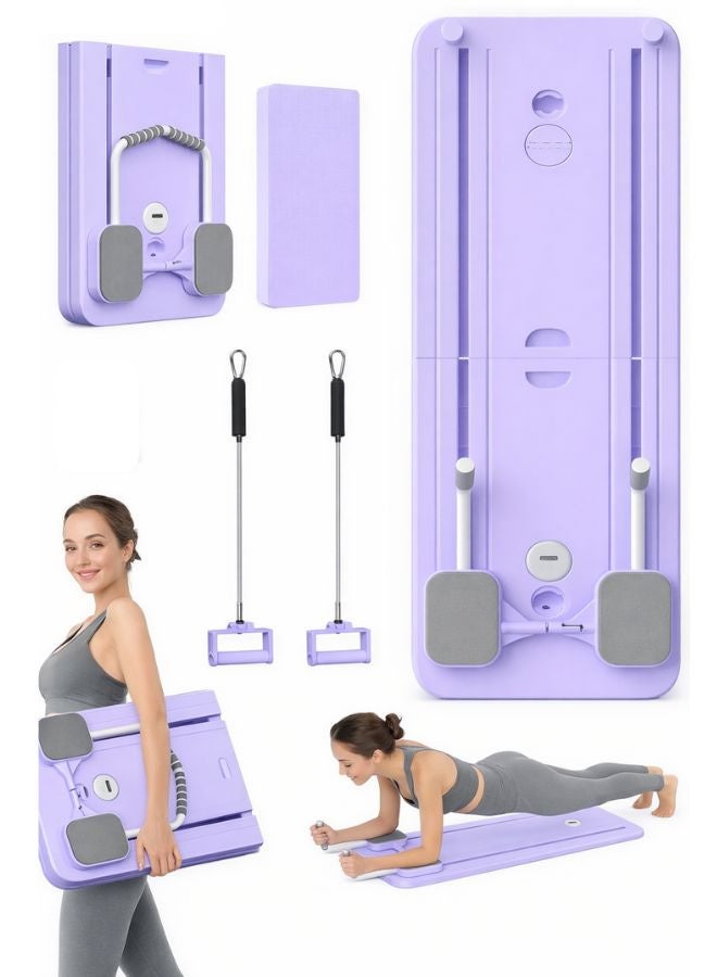 MAAS Pilates Board - Pilates Reformer Set, Multi-Purpose Foldable Pilates Reformer Board for Home, 5 in 1 Pilates Sliding Board (Purple) - Image 1